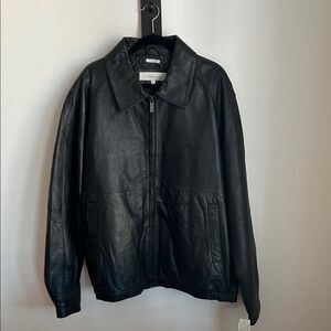 Perry Ellis Black Leather Jacket